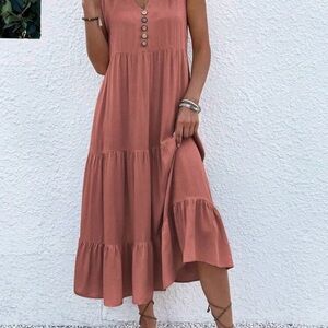 Tiered Sleeveless Maxi Dress in Dusty Rose
